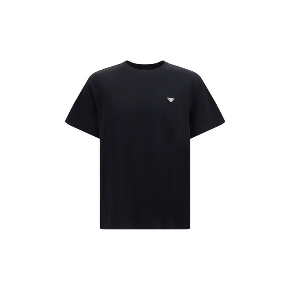 Prada Men Cotton T-Shirt With Triangle Logo